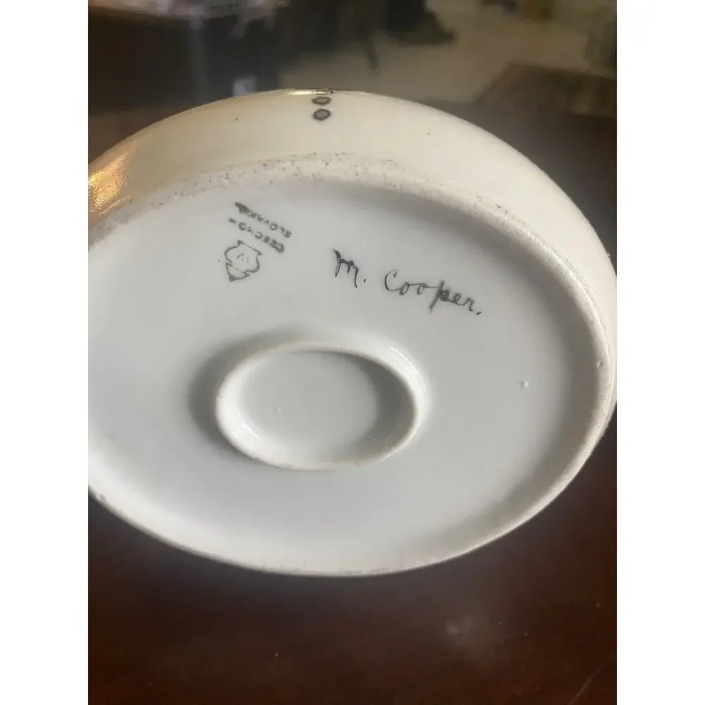 VINTAGE Czechoslovakia M Cooper Signed Basket